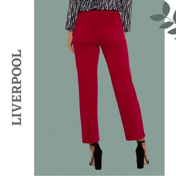 Liverpool Women's Kennedy Straight Cropped Garnet Jeans Size 16 - Picture 2 of 8